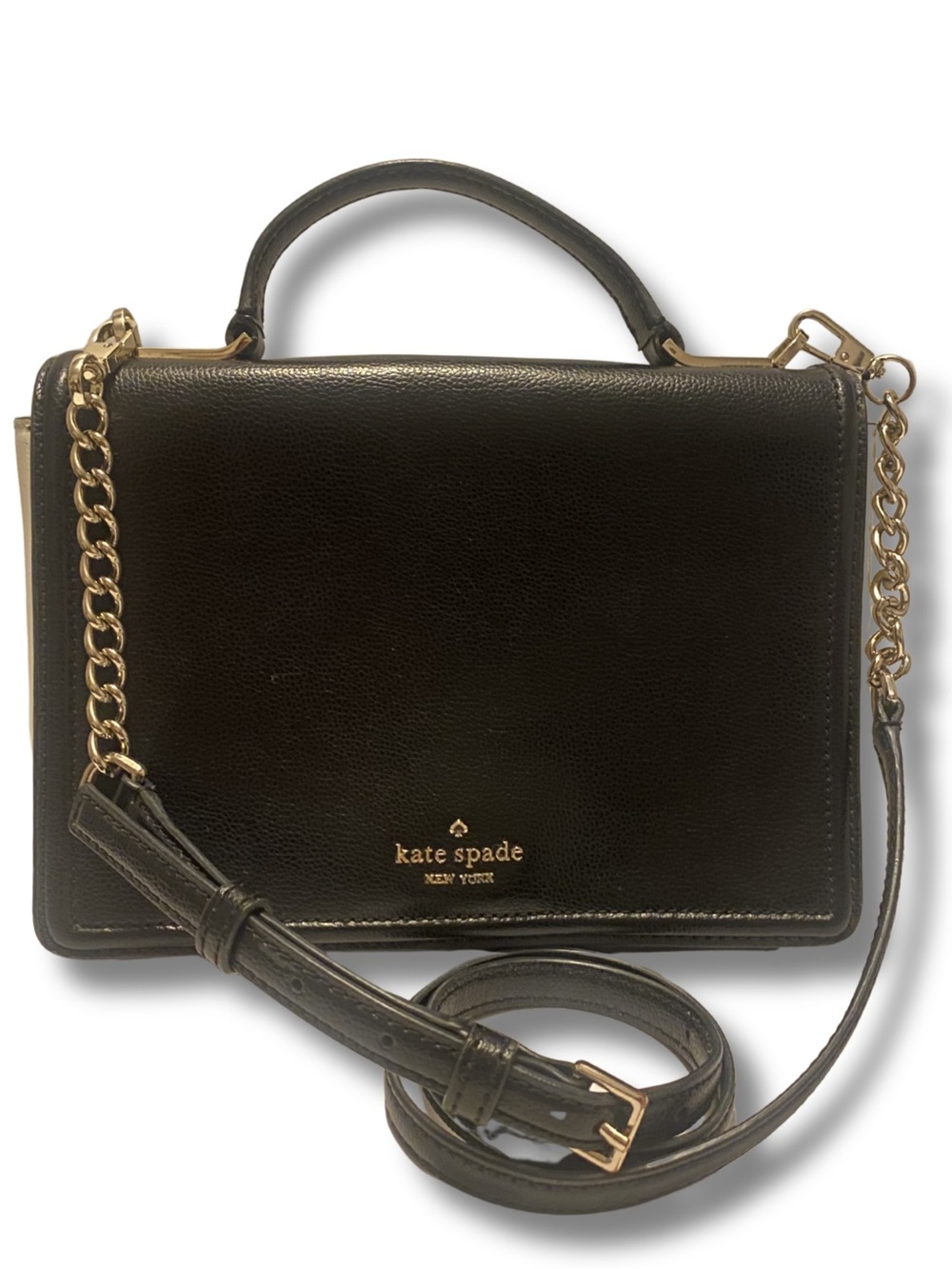 Kate Spade Patterson Drive Medium Maisie Satchel Black Cement Leather Crossbody - Picture 11 of 16